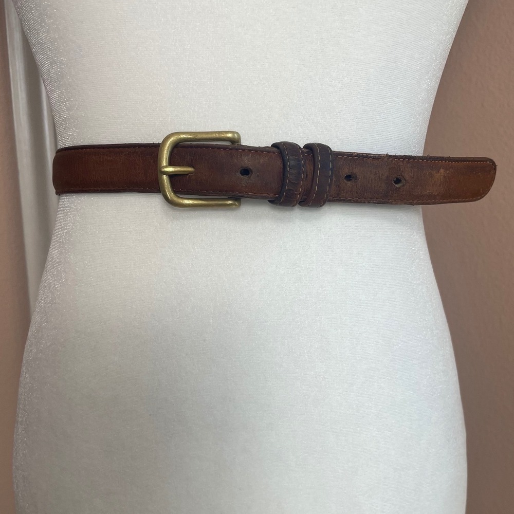 Vintage Coach British Tan Leather Belt 6600 Solid Brass Buckle USA Made 34 85
